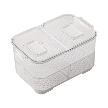 

Plastic Double Sealed Drain Storage Box Refrigerator Fruit Vegetable Drain Storage Containers with Lid Kitchen Fridge Organizer