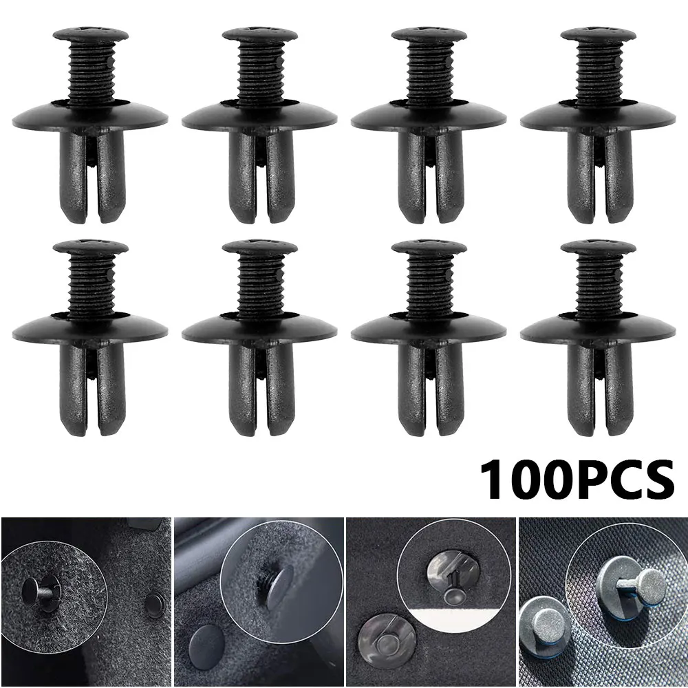 

100Pcs Car Trim Clips Auto Bumper Fastener 8mm Hole Rivet Retainer Push Cover Fender Car Door Panel Clip For Mitsubishi Honda