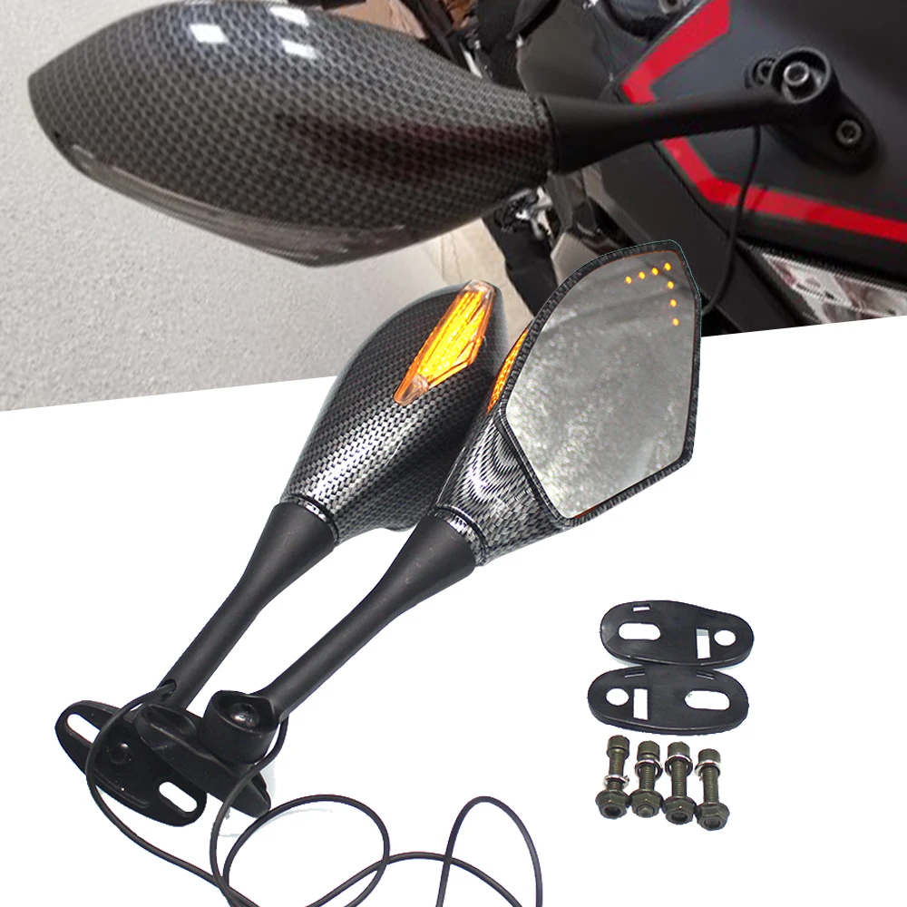 Для Yamaha YZF-R1 YZF-R6 FZ6R YZF-R25 YZF-R125 YZF-R15 YZF-R3 YZF600R мотоцикл Зеркало заднего вида с Поворотный Светильник