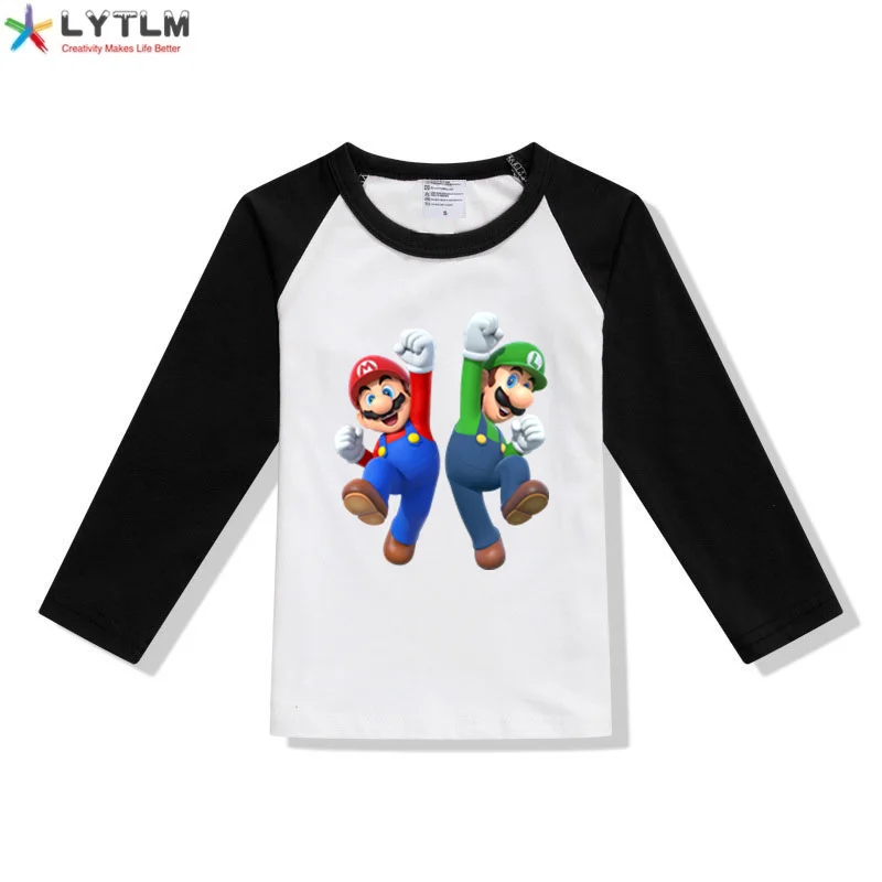 LYTLM футболка с принтом «Super Mario Bros» футболка с рисунком для мальчиков, Осенняя детская одежда camiseta infantil, футболки для мальчиков, детские футболки на день рождения для маленьких мальчиков