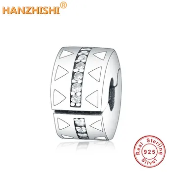 

925 Sterling Silver Bead Sparkling Jagged Lines Clip Charm Fit Original Fine Charm Bracelet For Wonen Argent DIY Jewelry Gift