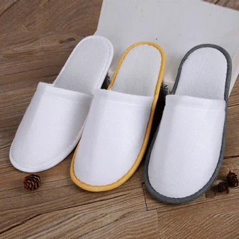 

Simple Unisex Slippers Disposable Hotel Travel Spa Portable Slipper white Soft Home Guest Indoor Cotton Women Men Slippers