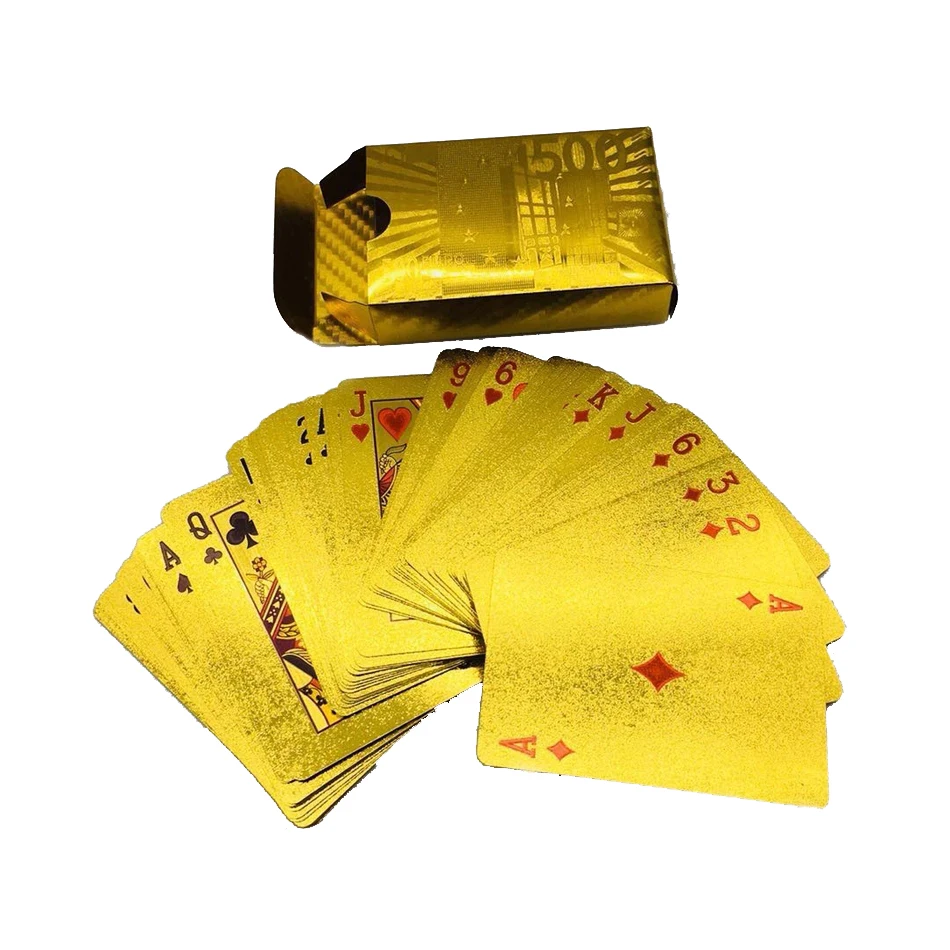 

Golden Plastic Playing Cards Deck Waterproof Gold Foil Poker Magic Card Collection Edition