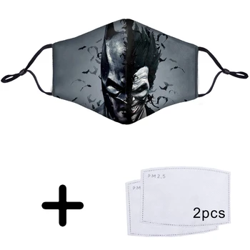 

2020 Terro Joker Batman Fashion PM2.5 3D Mouth Mask Half Face Washable Reusable Face Masks Hip Hop Mouth Muffle with 2 Filters