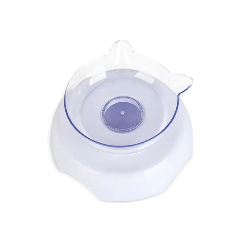 Single bowl Cat Dog Single/Double Bowl Transparent Non-slip Food Bowls with Cervical Protect - Цвет: Single bowl