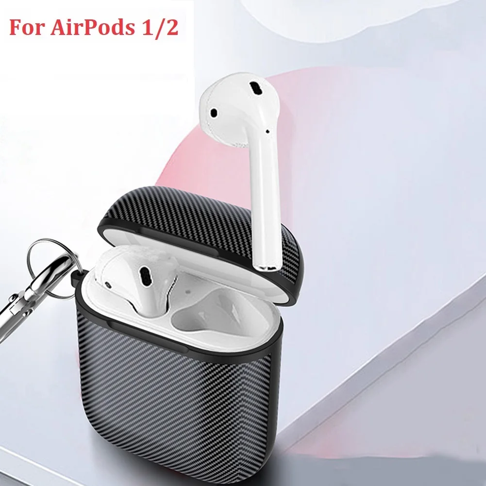 Силиконовый чехол для наушников из углеродного волокна для Apple AirPods 1 2 Пылезащитная крышка с брелком для Air Pods 2 зарядная коробка