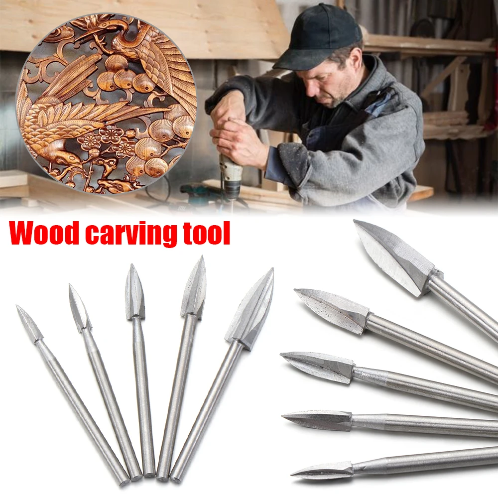 15PCS Stainless Steel Wood Carving Wood Working Cutter Root Cutter Handmade Engraving Drill Bit Milling Root Chisel Tool