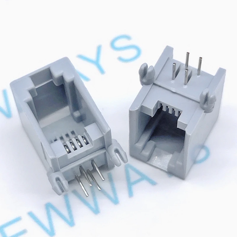 10ピース ロットrj11ソケット電話90度4ピンクリスタルメス4p4cソケット 4pin Female Socket Telephonesocket Rj11 Aliexpress