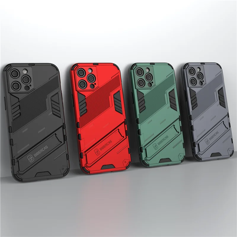 Armor Cyber Shockproof Case For iPhone 12 Mini 15 14 13 12 Pro XR XS Max X 11 Pro Max 7 8 6 6s Plus SE 2020 Stand Holder Cover