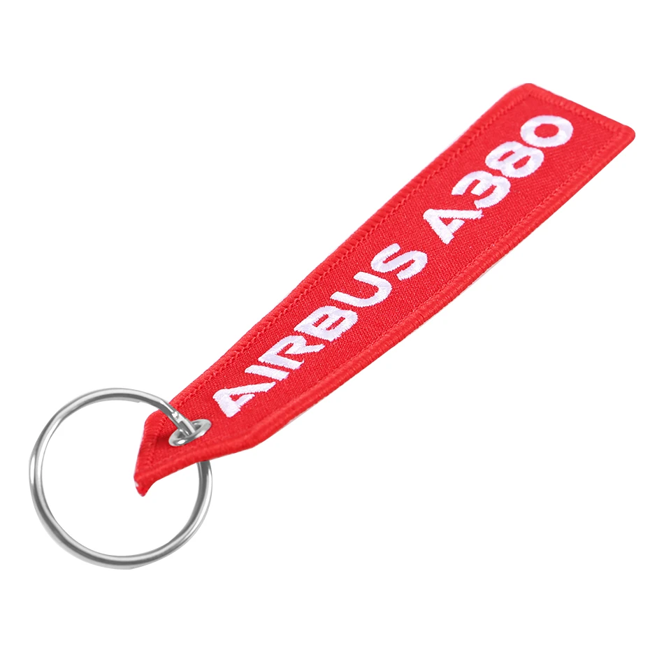 AIRBUS A380 Keychain Double-sided Embroidery A320 Aviation Key Ring Chain for Aviation Gift Strap Lanyard A350 Keychains (6)