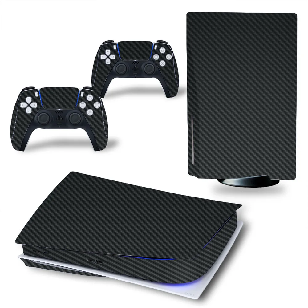 Black Carbon Ps5 Edition Cover Per Decalcomania Adesiva In Fibra Di Carbonio Per Console Ps5 E 2 Controller Ps5 Skin Sticker