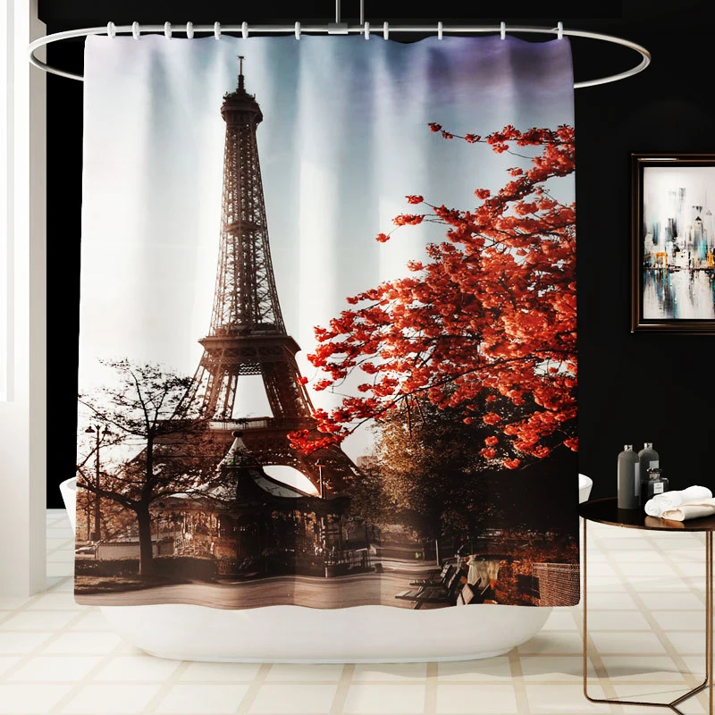 Zeegle Shower Curtain Waterproof Bathroom Curtain Non-slip Toilet Rug Shower Mat Washable Bathroom Carpet Absorbent Bath Mat Set