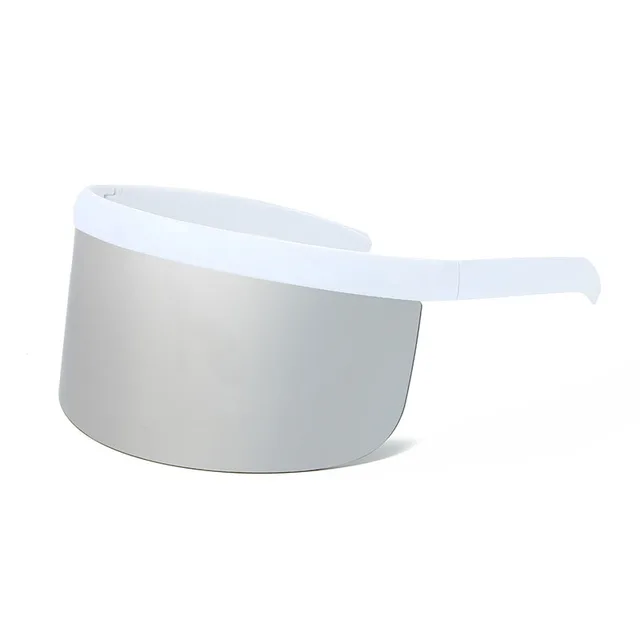 SO&EI Oversized Anti-Peeping One Piece Rimless Sunglasses Men Fashion Outdoor Sports Windproof Goggles Women UV Mask Sun Glasses White silver mirror