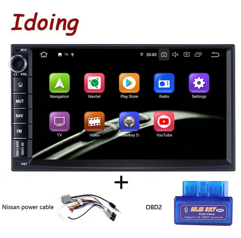 Idoing 2Din Android 9,0 " PX5 4G+ 64G 8 ядерный Универсальный Автомобильный gps DSP радио плеер ips экран навигация Мультимедиа Bluetooth 2 din - Цвет: nissan and obd