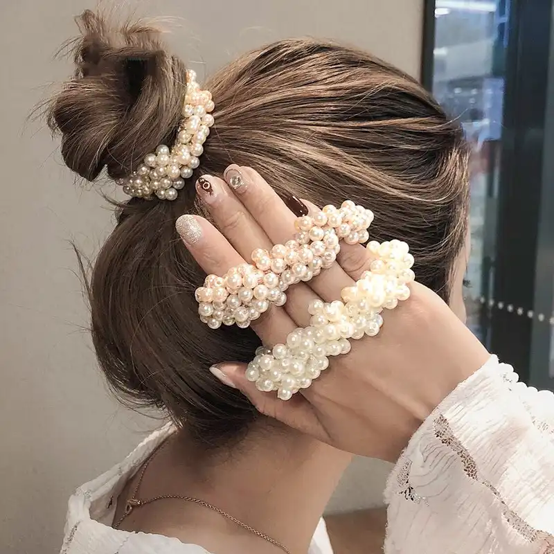 Hot Pearl Beads Ponytail Holder Women Styling Accessories Girls