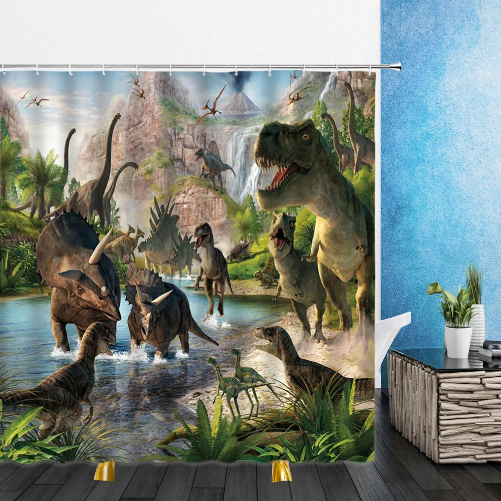 

Занавеска для душа с животными s оригинальный лес свирепый динозавр 3D принт ванная комната Домашний декор Водонепроницаемая занавеска из полиэстера