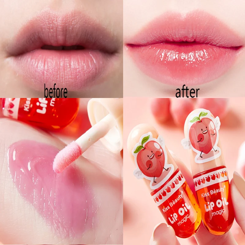 Moisturizing Lip Gloss Peach Waterproof Glossy Long Lasting Not Sticky Natural Korea Lip Tint Daily Makeup Primer Plumper