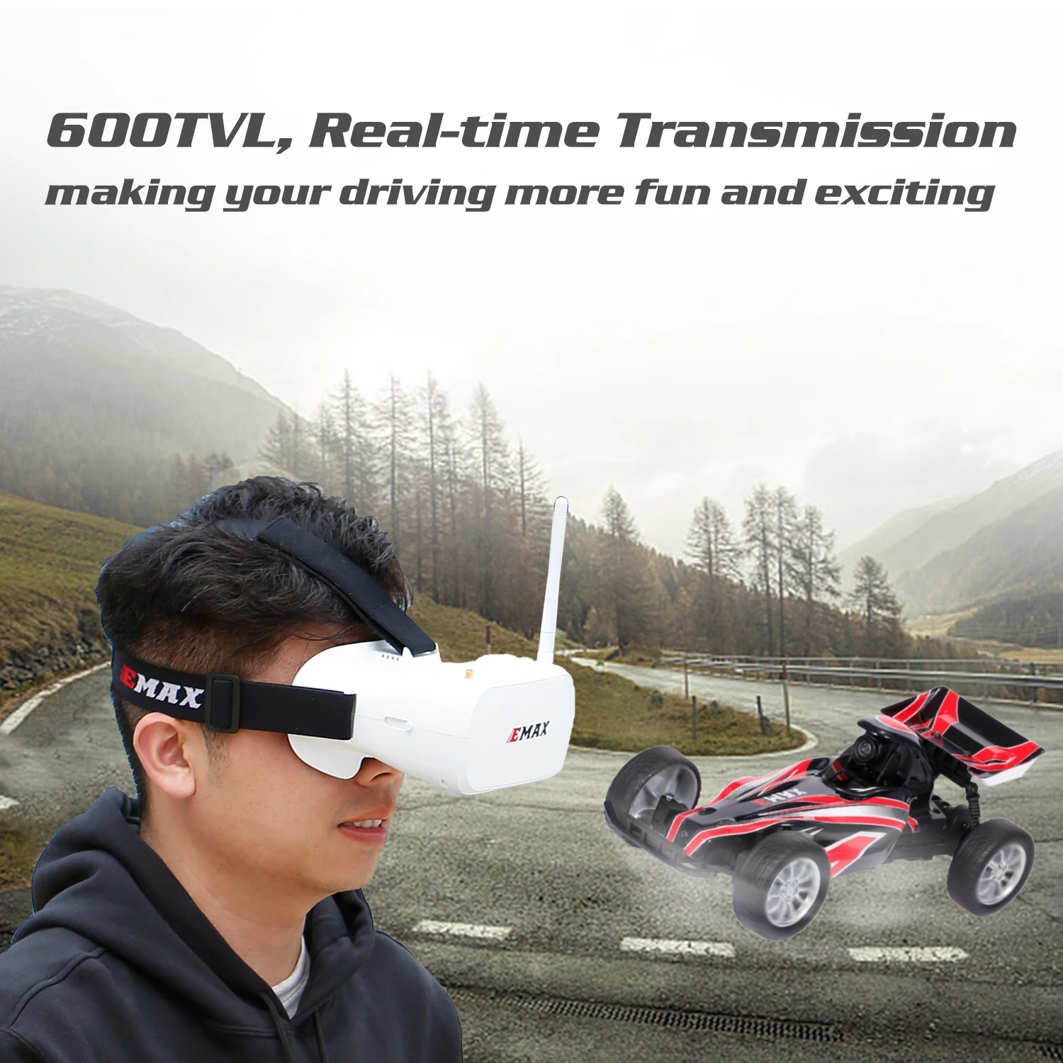 EMAX Interceptor FPV гоночный Радиоуправляемый автомобиль с камерой 600TVL 2,4G 1/24 Крытый пульт дистанционного управления автомобиль гоночного видения FPV очки