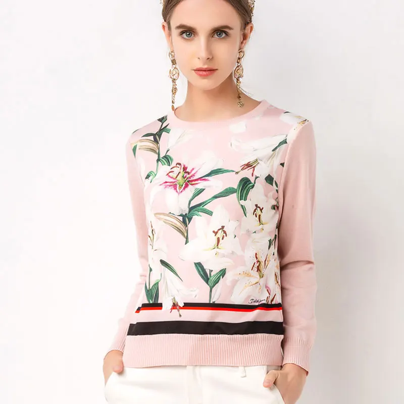 2020 knitted women Fashion Women Long Sleeve Floral Print Sweater Casual Pullover Ladies Sweater top wool style sweet sweater 2020 knitted women Fashion Women Long Sleeve Floral Print Sweater Casual Pullover Ladies Sweater top wool style sweet sweater
