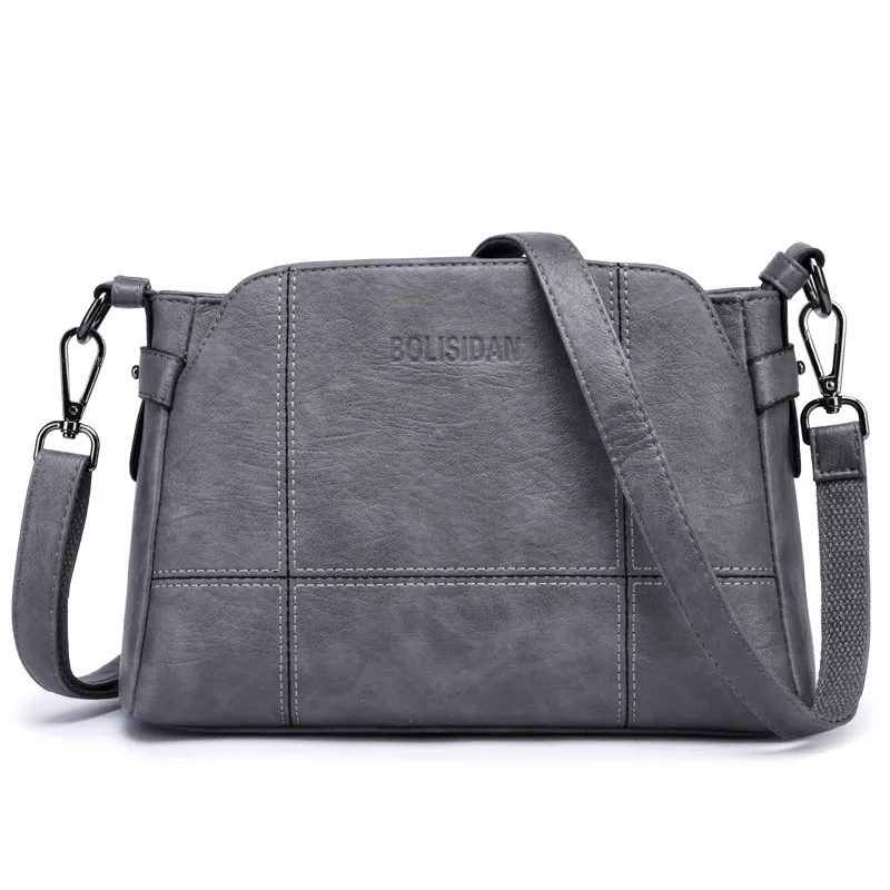 Роскошные сумки-мессенджеры для женщин, модная сумка, дизайнерская женская мягкая кожаная сумка через плечо, женская сумочка высокого качества - Цвет: Gray