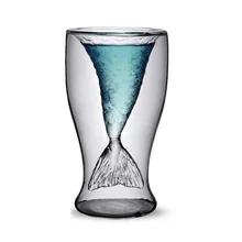 Оригинальность высокий борный кремний стеклянные кружки с русалками прозрачный двусторонний-deck красный винный Коктейль Стеклянная Посуда Бар персональный стеклянный кружки