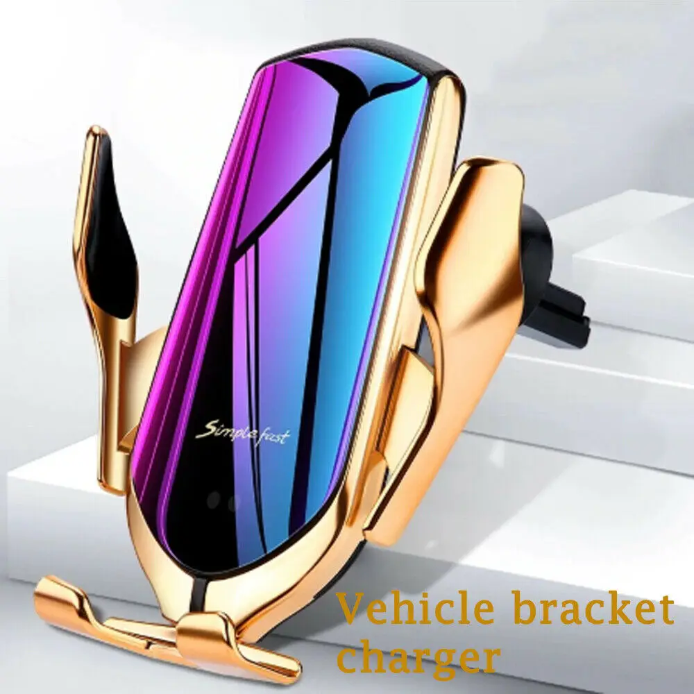 

Automatic Qi Wireless Car Charging Charger Mount Clamping Vent Phone Holder NEW