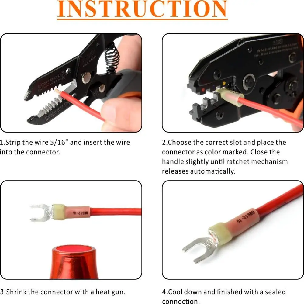 IWISS IWS-2210H Crimping pliers kit Heat Shrink Connectors Crimping Tool  with 120pcs Heat Shrink Connectors from AWG22-10 6