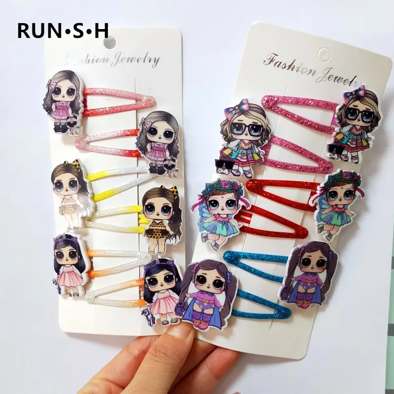 

6Pcs/Set Baby Girl Lol Headbands Toddler Mickey Bows Kids Hair Accessories Hairpins Cartoon Mermaid Horse Hair Clip Girl Turban