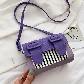 

Contrast Color Mini Macaroon purple Crossbody Bags For Women 2020 Small Bag PU Leather Hand Bag Ladies Designer Evening Bags