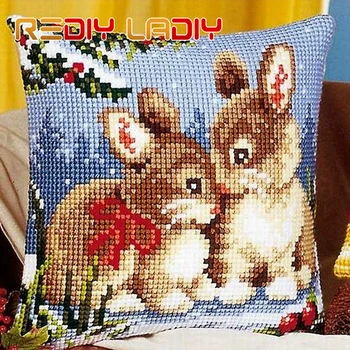 

REDIY Cross Stitch Cushion Cover ON TARTAN Decorative Pillow Case Printed Counted Cross-Stitch DMC Cushions for Sofas Needlework