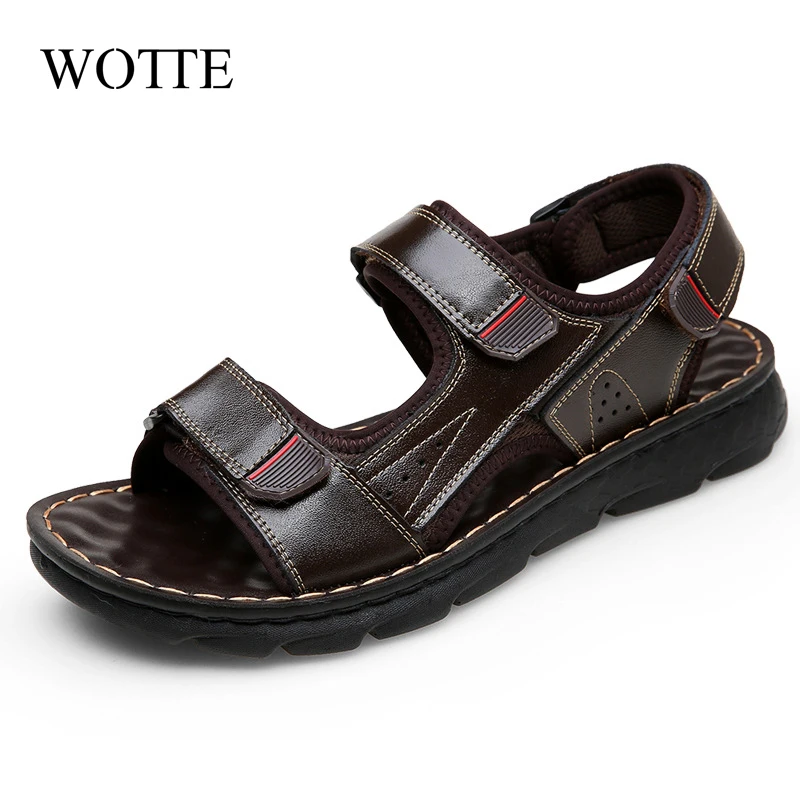 New Summer Men Sandals Leather Shoes Men's Quality Breathable Footwear Flat Man Shoes Outdoor Beach Shoes Mules chaussure homme