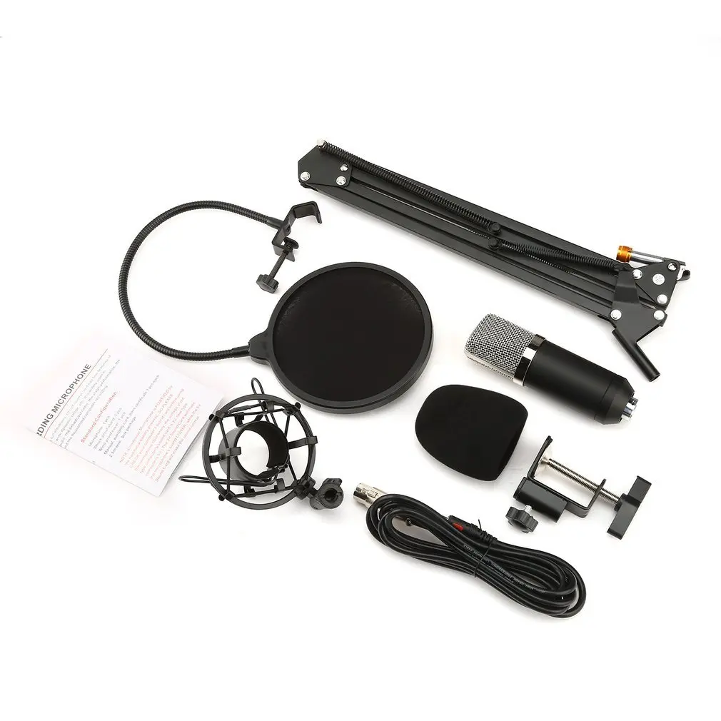 

Professional Studio Broadcasting Recording Condenser Microphone Kit With Microphone Stand And Shock Mount