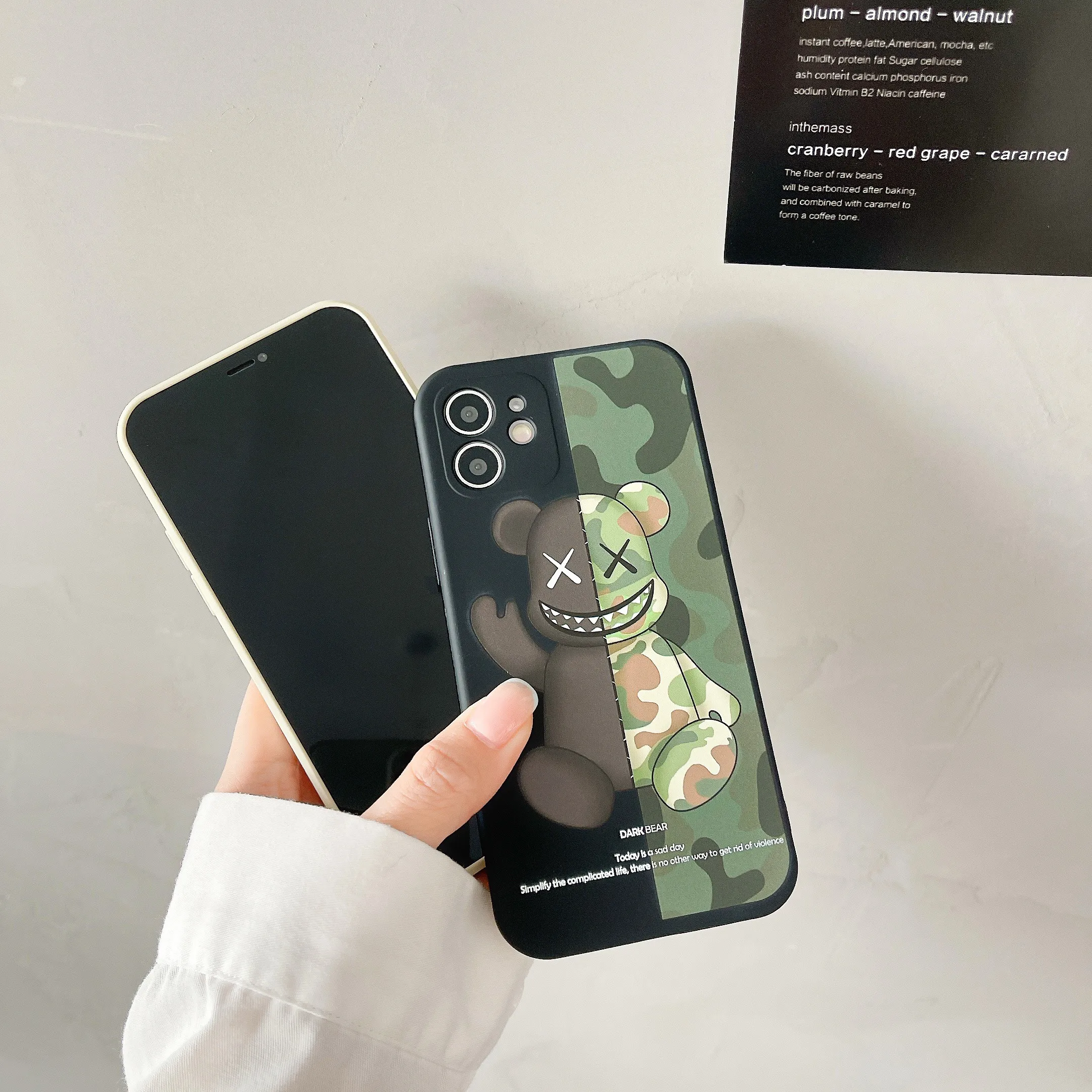 Fashion Side Liquid Gloomy Bear Case For iPhone 11 12 13 Pro Max Mini 7 8 Plus XR X XS MAX Trend Original INS Luxury Cover