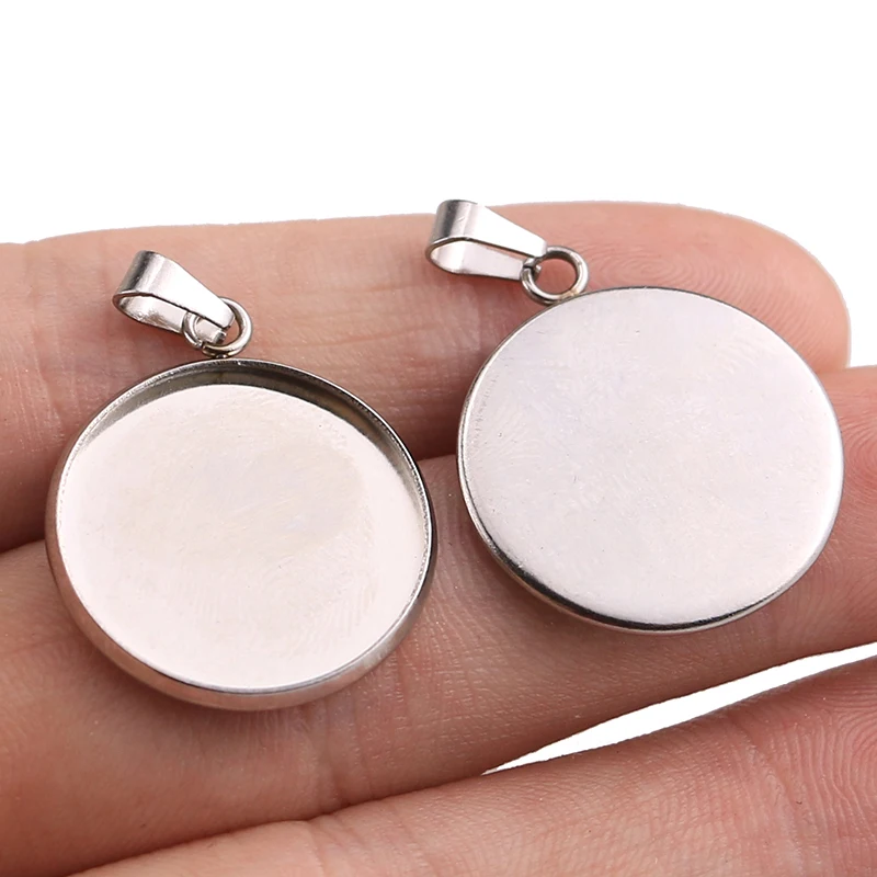 Stud Earring Pair with Cabochon Picture Village-child country home No.4 silver different sizes 