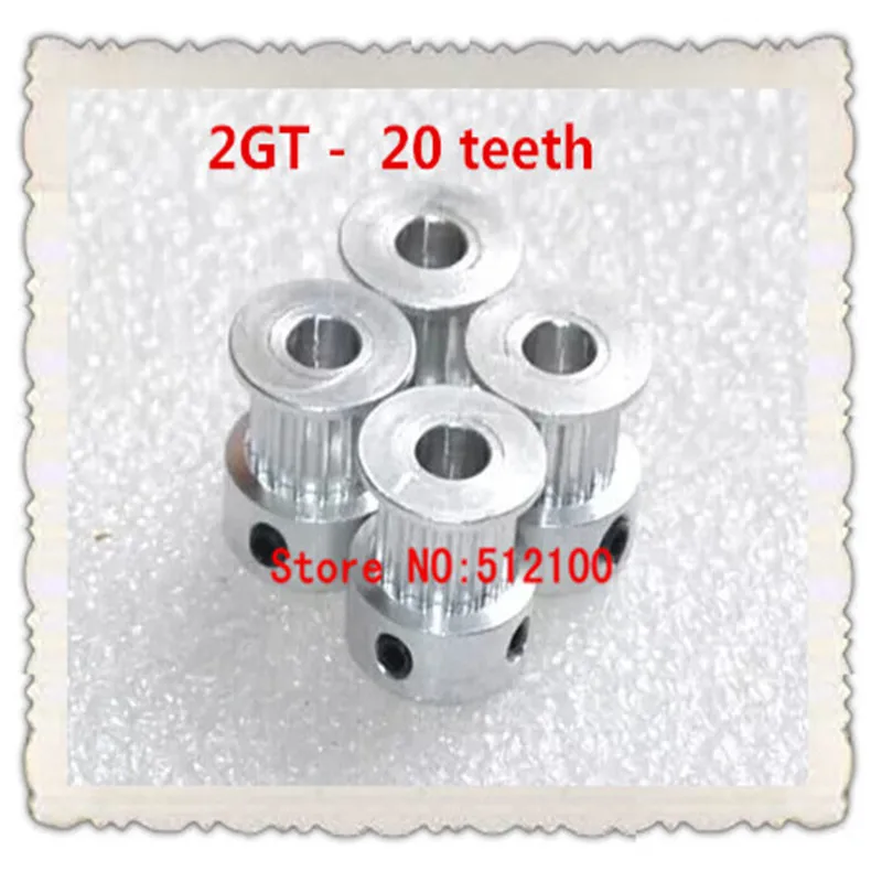 Free shipping 100pcs/lot GT2 Timing Pulley 20 teeth Alumium Bore 5mm for width 6mm belt | Электронные компоненты и
