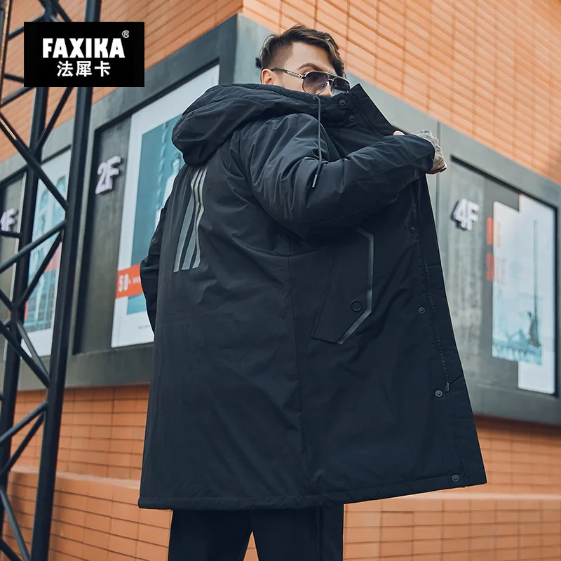 FAXIKA, большой размер, мужской пуховик, мужской, длинный, удобрение, увеличенный, мужской, зимний, жирные полосы, пальто