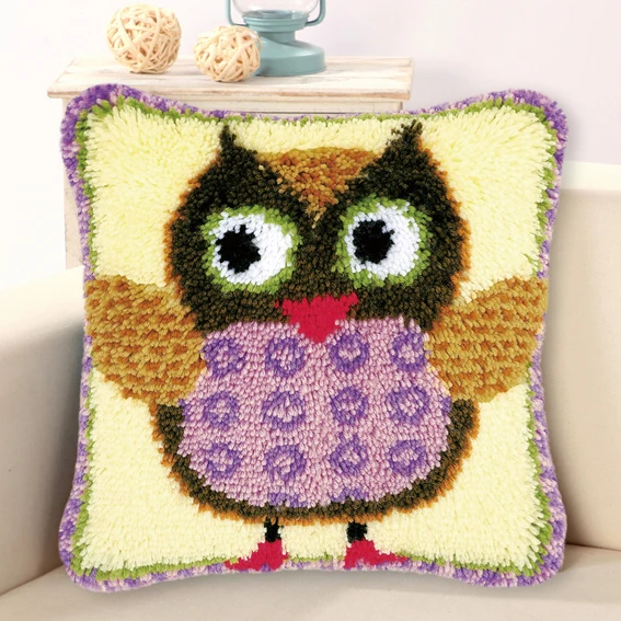5P-BZ372 43x43cm Tiger Lion Latch Hook Pillow Sets Forest Style Cushion Embroidered Crafts Latch Hook Rug Kits DIY For Needlework Punk Stripes F - Цвет: 5P-BZ372 43x43cm