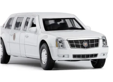 1/32 Cadillac DTS Presidential литая под давлением машина из сплава, армейская модель, один металлический автомобиль Cadillac, автомобиль со звуком, светильник, игрушки, новая коробка - Цвет: Белый