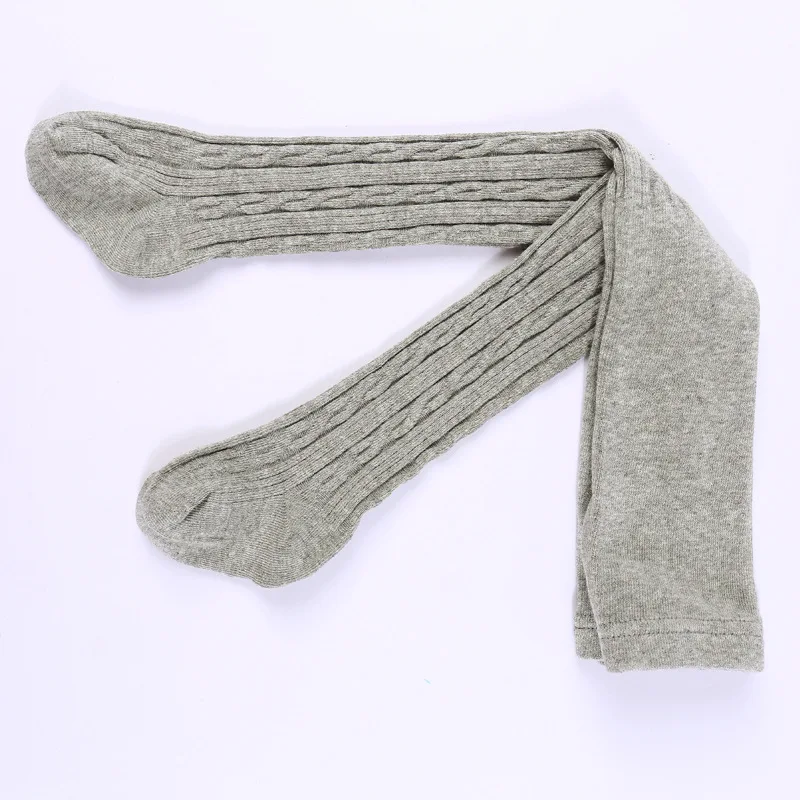 Light gray Новые детские колготки для девочек Карамельный цвет вязаная шапка плюс файл стрейч, танцевальные костюмы для Rajstopy для малышей, детей, Зимняя - Цвет: Light gray