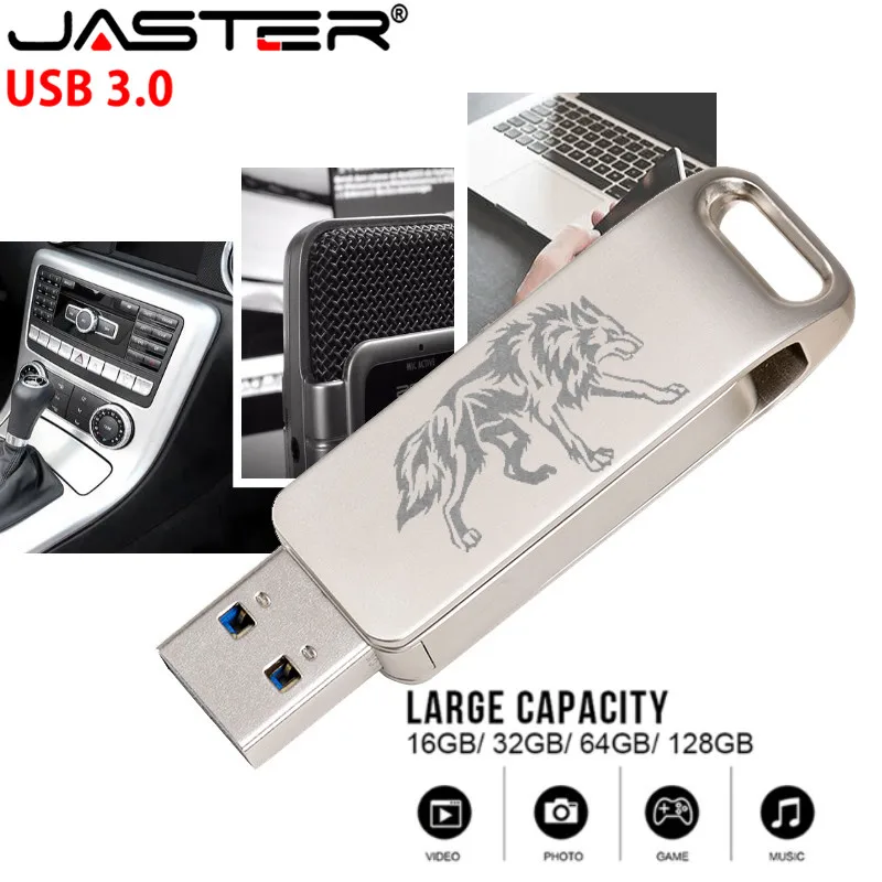 JASTER флеш-накопитель USB 3,0, металлический флеш-накопитель, высокая скорость, 64 ГБ, 32 ГБ, 16 ГБ, карта памяти, Флеш накопитель, реальная емкость, USB флеш-накопитель, мини u-диск