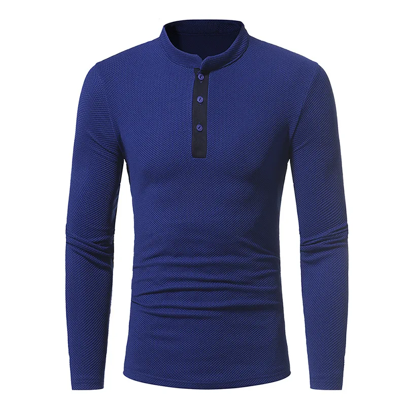 

Supply of Goods 2017 New Style Corn Fabric Men's Classic Stand Collar Casual Slim Fit Long Sleeve T
