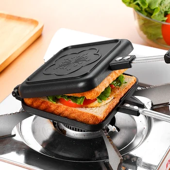 

Gas type sandwich bread mold double-sided frying pan toast mold baking plate non stick energy saving durable breakfast pot