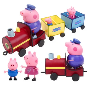 

Peppa Pig Toys Grandpa Train with 3 Soft Head Doll George Family Friends Real Scene Action Figures Toys for Birthday Gifts