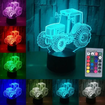 

Kids Decorative Party Tractor Shape Night Light 7 Colors Led Touch Control 3D Illusion Gifts Atmosphere Lamp Funny Home Bedroom