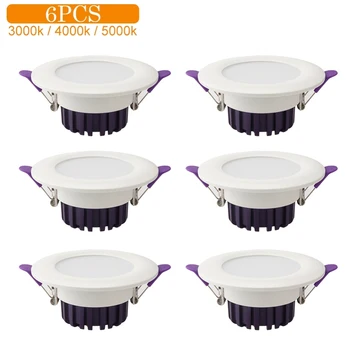 

6 Pcs 3000/4000/5000K LED Downlight Recessed Surface Mounted Ceiling Lamp for Bedroom Kitchen Indoor LED Spot Lighting