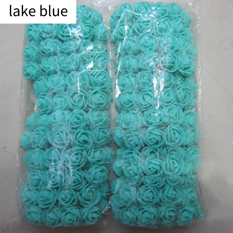 lake blue Искусственные Свадебные цветы украшения Скрапбукинг аксессуары искусственный букет цветов 2 см DIY ВЕНОК подарок мини Пена розы - Цвет: lake blue