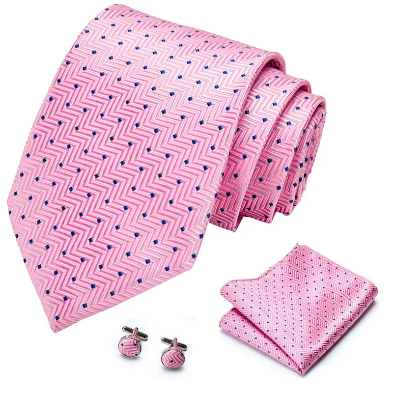 

New Fashion Men's Neck Tie Set Silk Necktie & Handkerchiefs Sets Plaid Paisley 8cm width Ties For Wedding Party