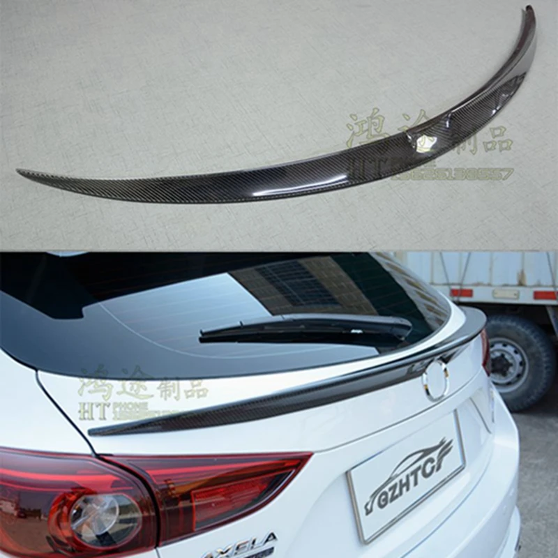

FOR Mazda 3 Hatchback Real Carbon Fiber CAR Spoiler Wing Car Rear Window Rear LIP Middle Tail FIN Accessories Mazda3 2014-2019