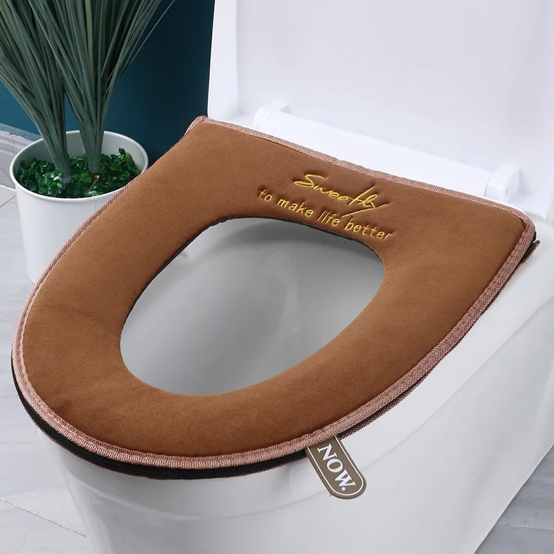 Toilet Seat Cover Universal Waterproof Plush Toilet Cushion Washable