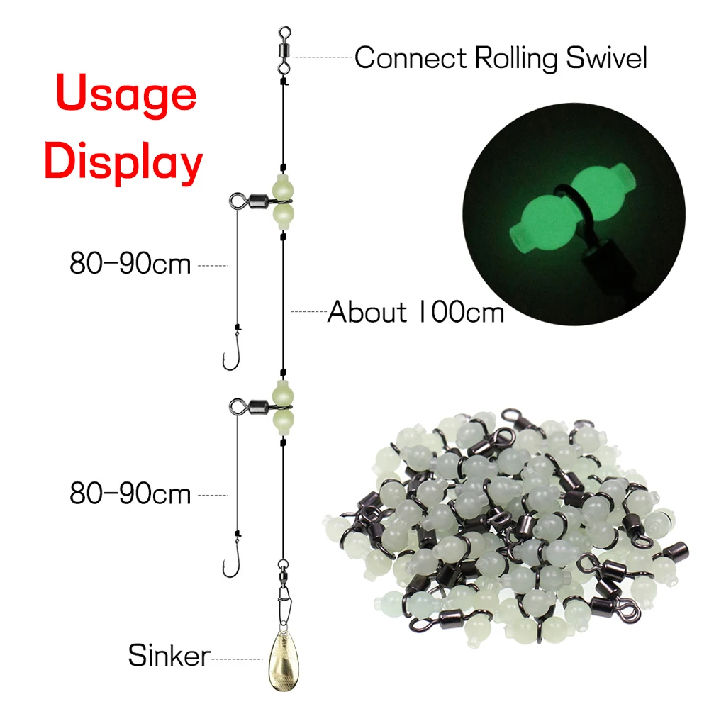 Luminous Cross-line Gourd Rolling Swivels Fishing Accessories Boat Fishing Rigs Connector 20pcs/50pcs 4# 2# 2/0 fishing accessories fishing line connectors fishing swivels fishing tackle